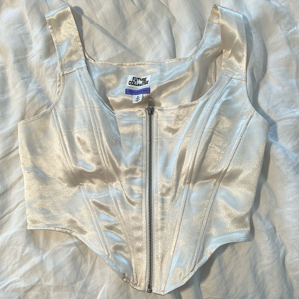 Future Collective - white satin corset